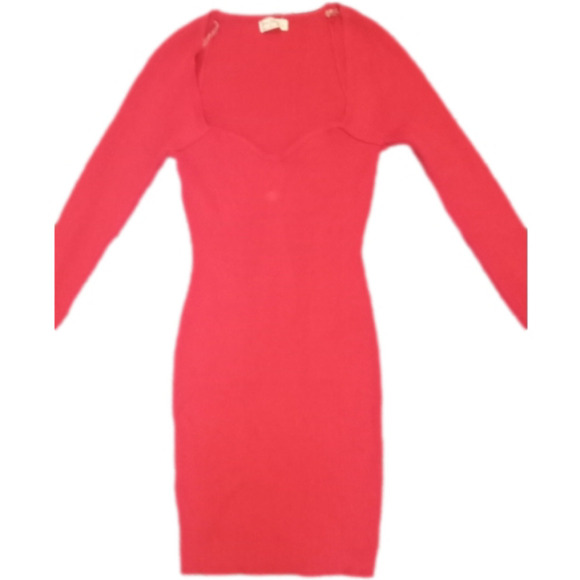 Vintage Dresses & Skirts - NWT Vintage Cherry Red Ribbed Cardi Knit Miini Dress Y2K Sexy Gift Work sz L